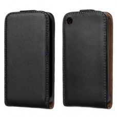 iPhone 3G 3GS - Genuine Leather Up Down Flip Protective Phone Cover Case - Black